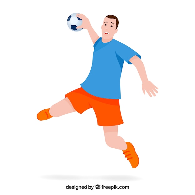 Vector gratuito jugador de balonmano con diseño plano