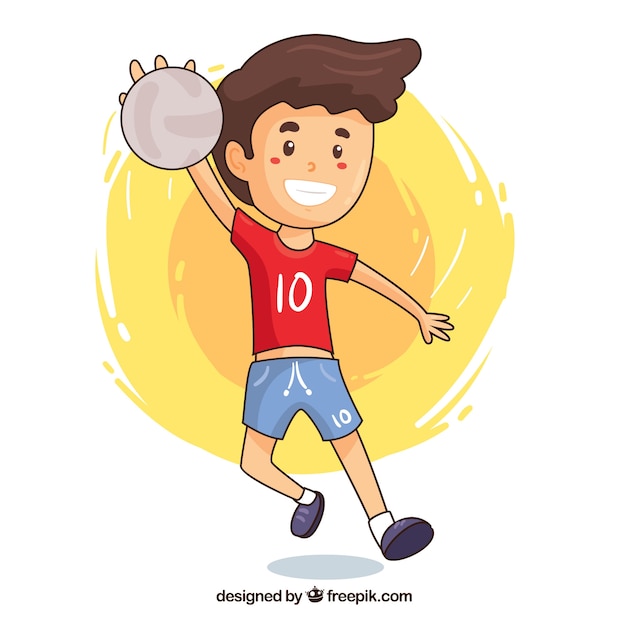 Vector gratuito jugador de balonmano en estilo hecho a mano