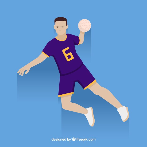 Jugador de balonmano feliz con diseño plano