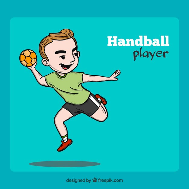 Jugador de balonmano profesional dibujado a mano