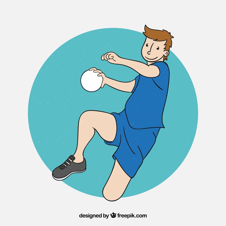 Vector gratuito jugador de balonmano profesional dibujado a mano
