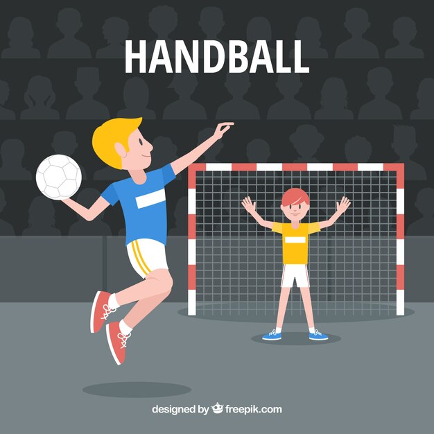 Jugador de balonmano profesional con diseño plano
