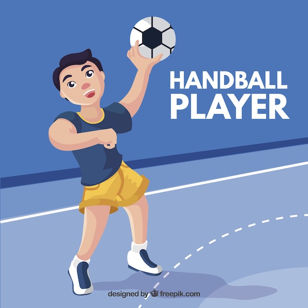 Vector gratuito jugador de balonmano profesional con diseño plano