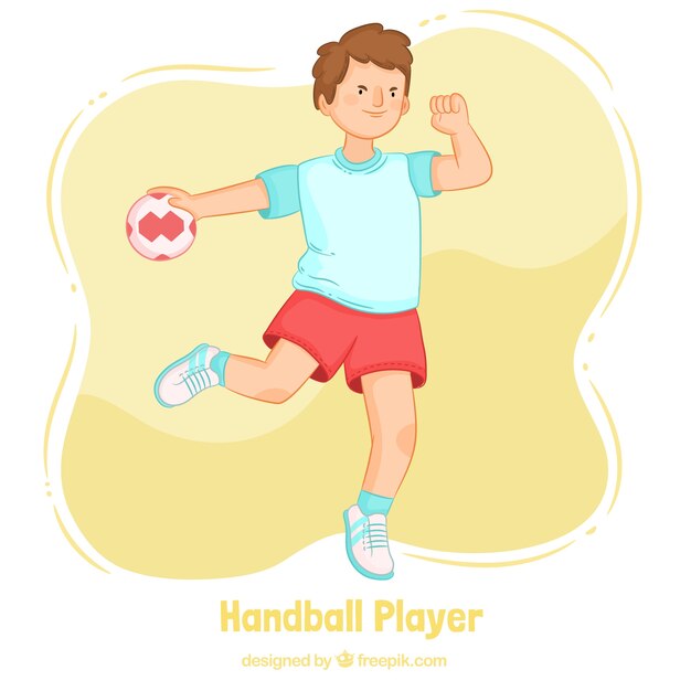 Jugador de balonmano profesional con estilo de dibujo a mano