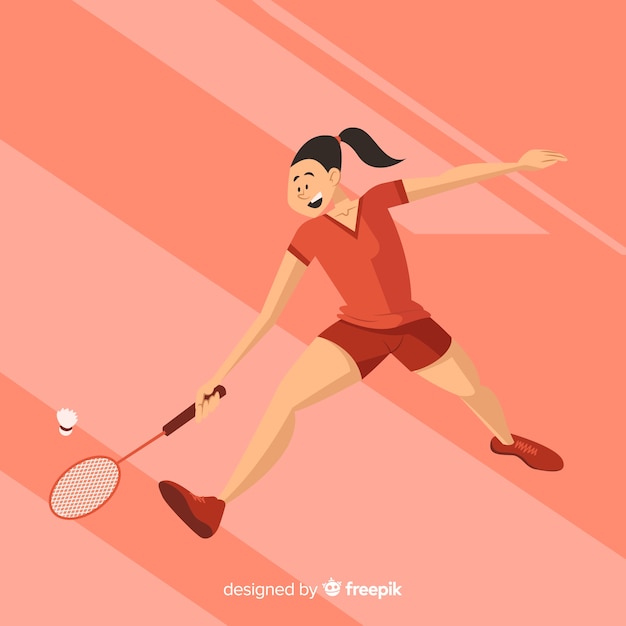 Jugador dibujado de bádminton con raqueta