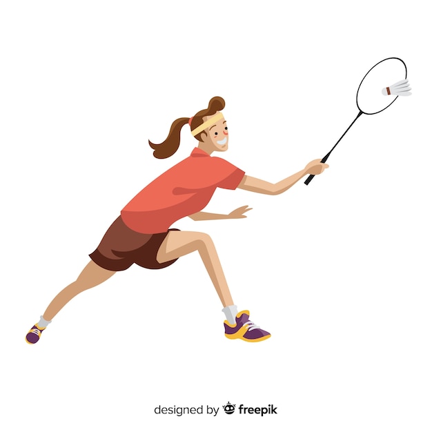 Jugadora de bádminton con raqueta y volante