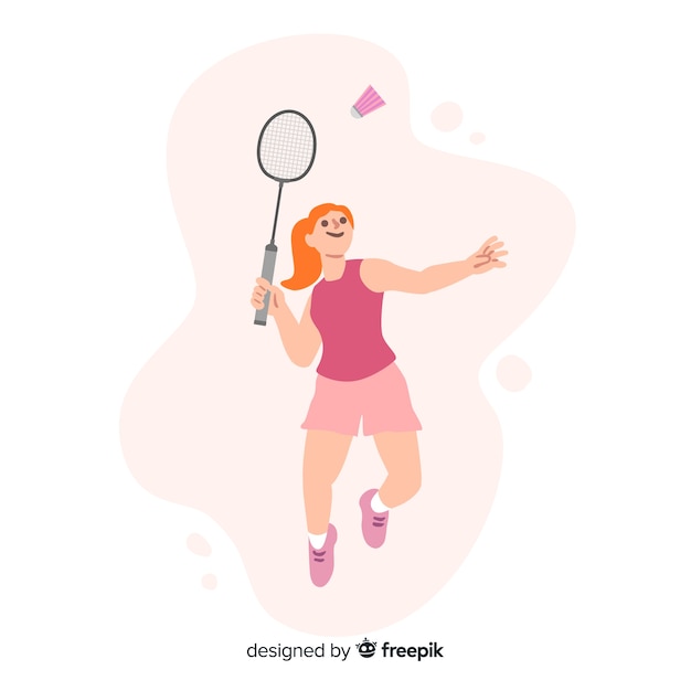 Jugadora de bádminton con raqueta y volante