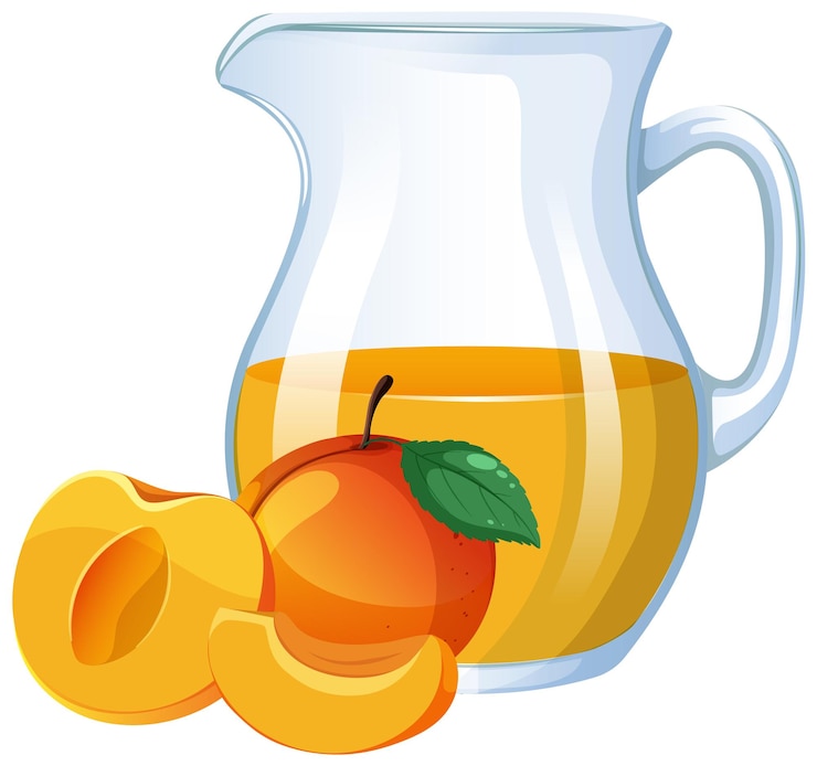 Vector gratuito jugo de albaricoque fresco en una jarra de vidrio