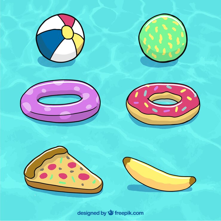 Vector gratuito juguetes inflables para piscina