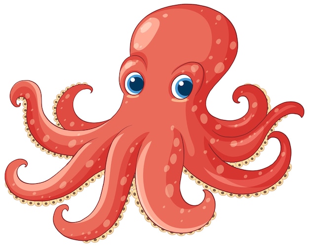 El juguetón pulpo de dibujos animados con grandes ojos azules