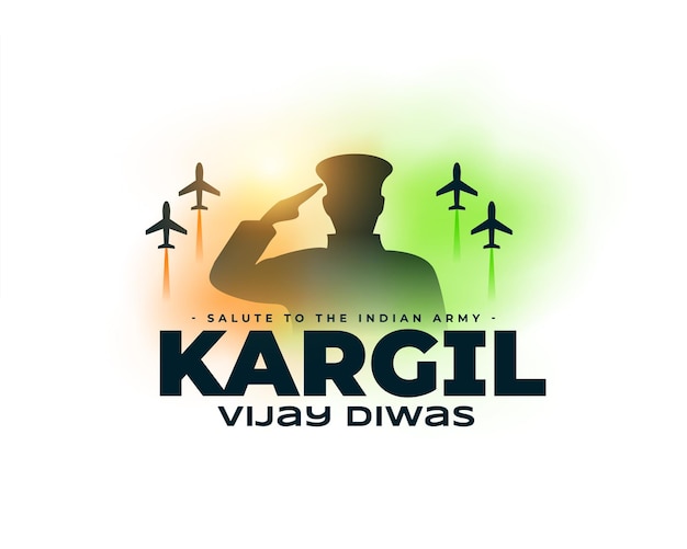 Vector gratuito kargil vijay diwas trasfondo patriótico con un toque militar