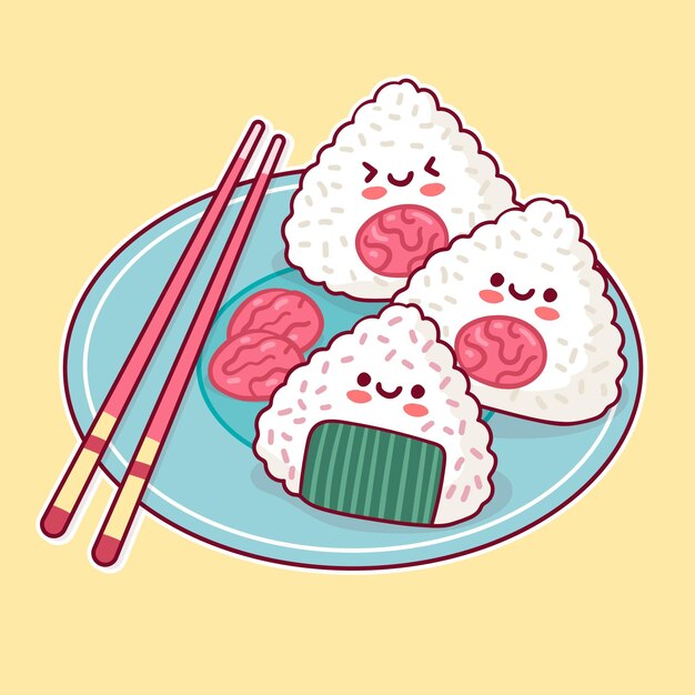 Kawaii deliciosa comida japonesa umeboshi onigiri