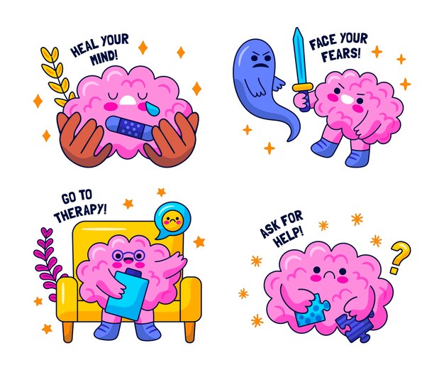 Kawaii salud mental: pegatinas