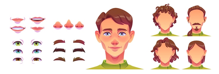 Vector gratuito el kit de construcción del avatar del hombre