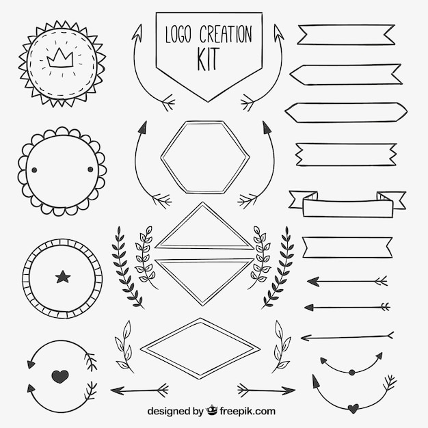 Kit de creación de logo en estilo dibujado a mano