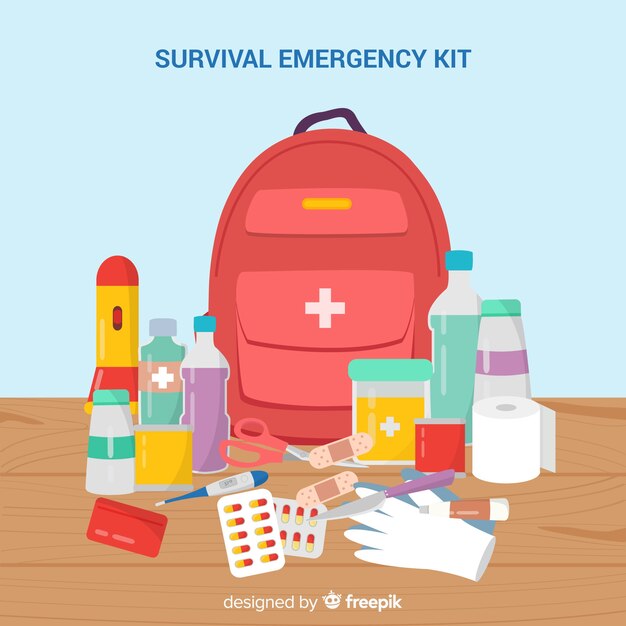 Kit de emergencia en diseño flat