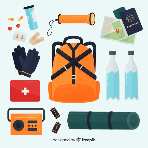 Kit de emergencia en estilo flat
