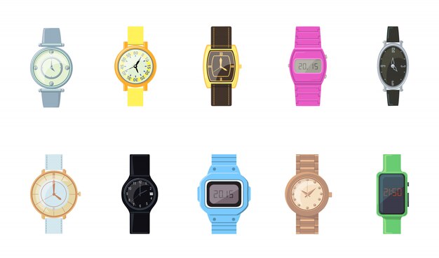 Kit de iconos de reloj de pulsera de dibujos animados
