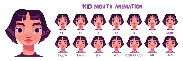 Kit de niña para la creación de animación de habla