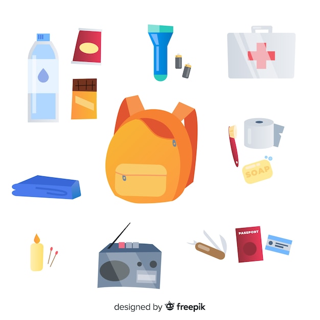 Kit de supervivencia de emergencia con diseño plano