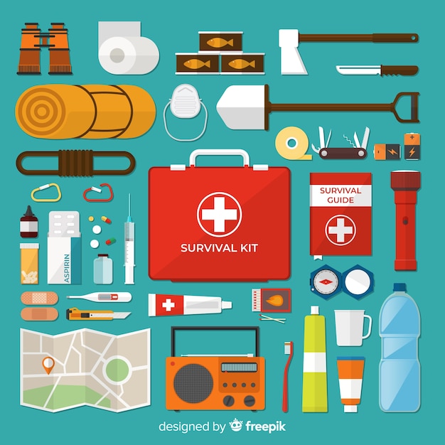 Kit de supervivencia de emergencia con diseño plano