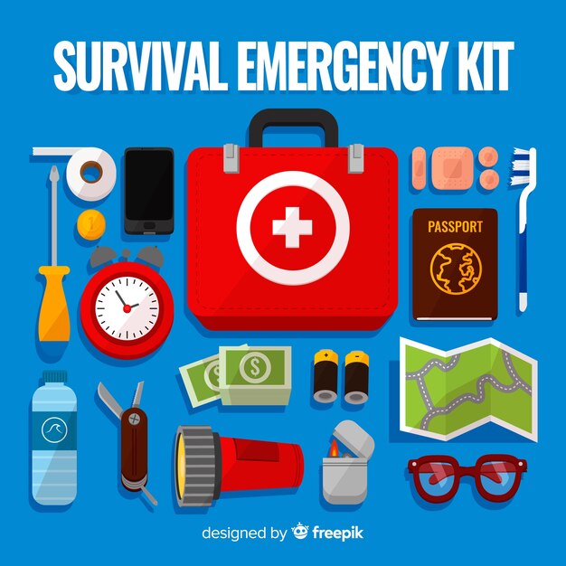 Kit de supervivencia de emergencia con diseño plano