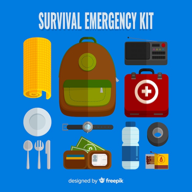 Kit de supervivencia de emergencia con diseño plano