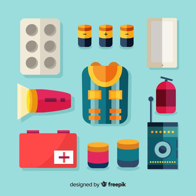 Kit de supervivencia de emergencia con diseño plano