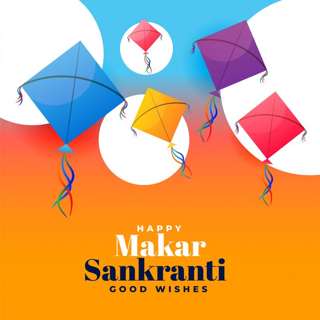 Kite festival makar sankranti desea diseño de tarjetas de felicitación