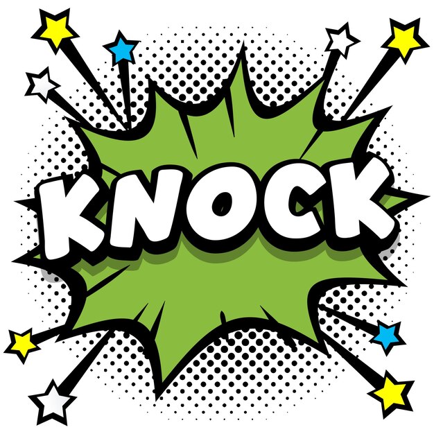 Knock Pop art comic speech bubbles libro efectos de sonido