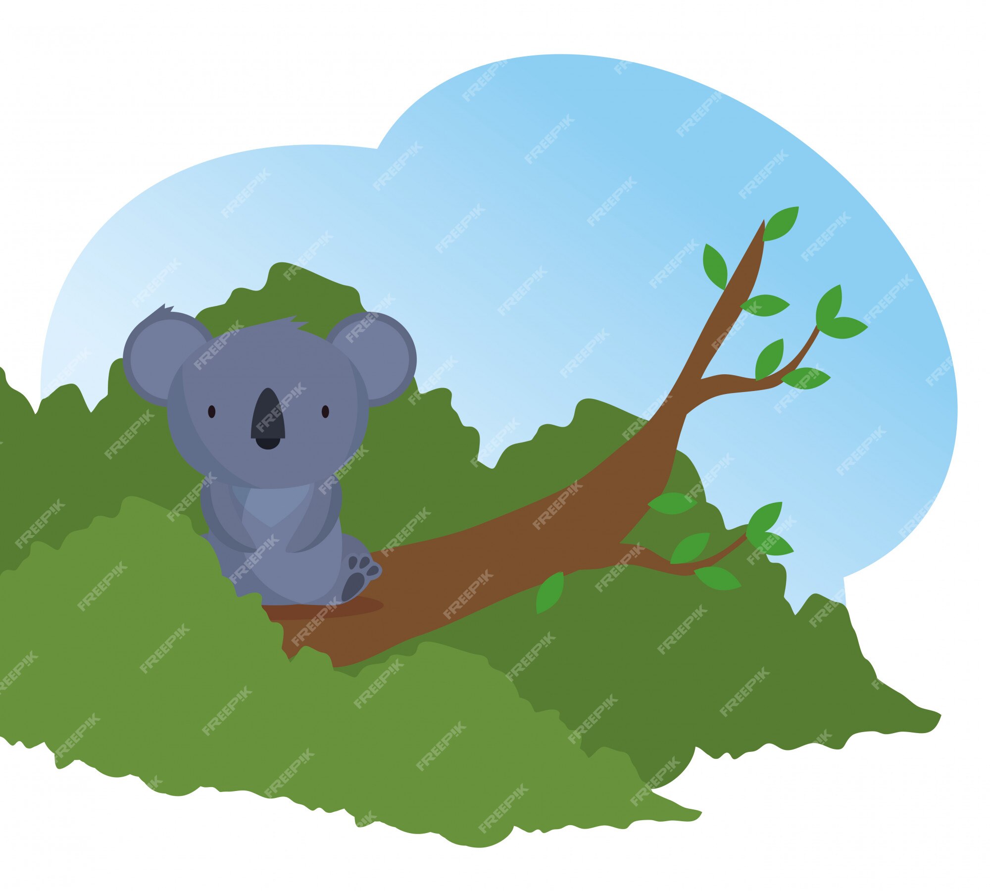 Koala animal salvaje en la rama de un árbol | Vector Gratis