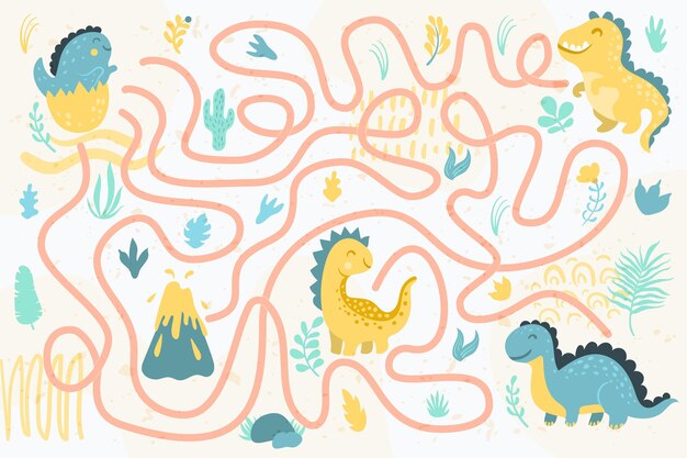 Laberinto para niños con dinosaurios