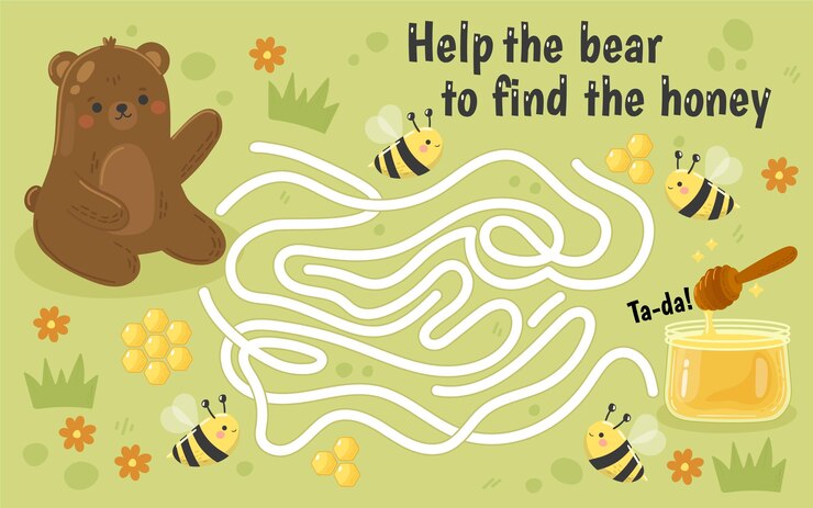 Vector gratuito laberinto para niños con tema de animales.