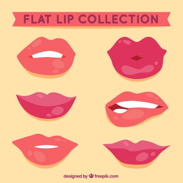 Labios femeninos en estilo plano