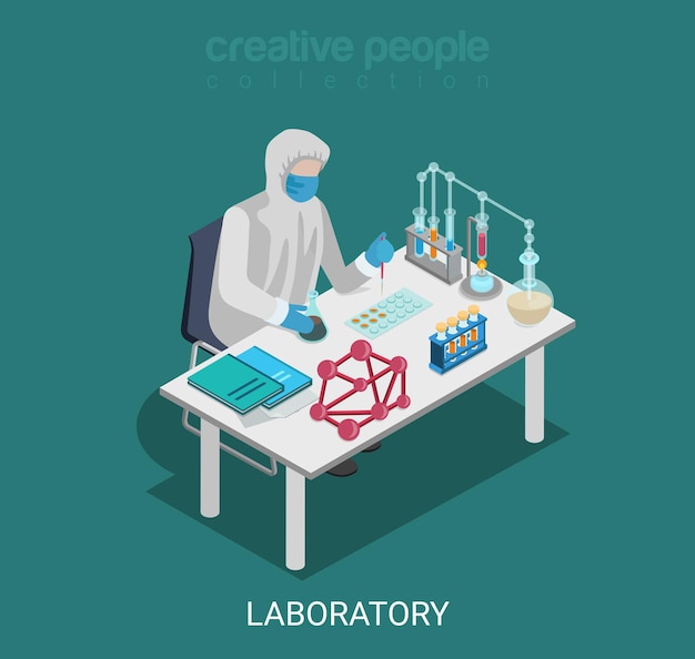 Laboratorio de ciencia isométrica plana experimento investigación farmacéutica química