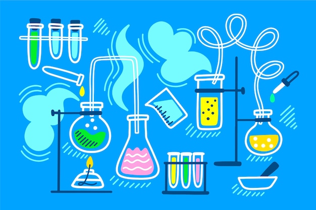 Laboratorio de ciencias dibujado a mano