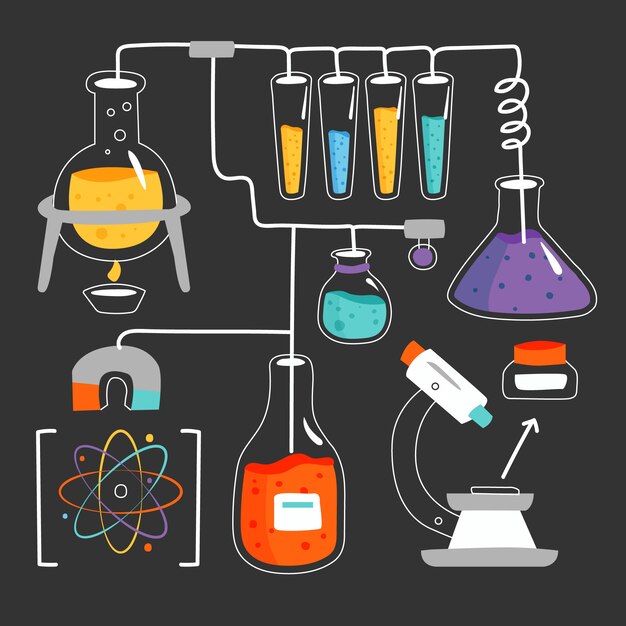Laboratorio de ciencias dibujado a mano
