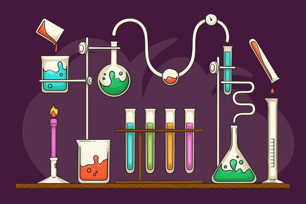 Laboratorio de ciencias dibujado a mano
