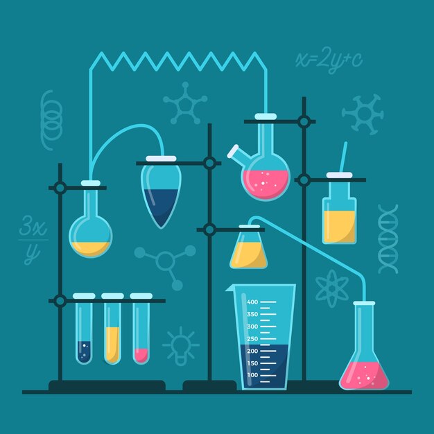 Laboratorio de ciencias con elementos esenciales.