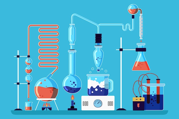 Laboratorio de ciencias en mano dibujado