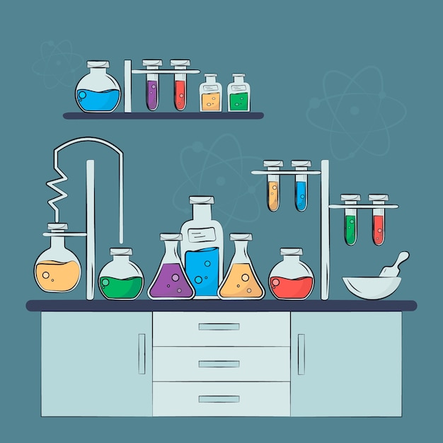 Laboratorio de ciencias con tubos