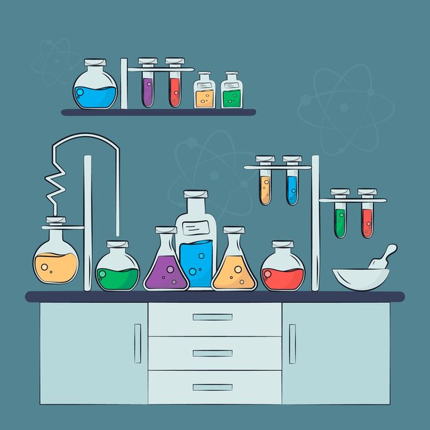 Laboratorio de ciencias con tubos