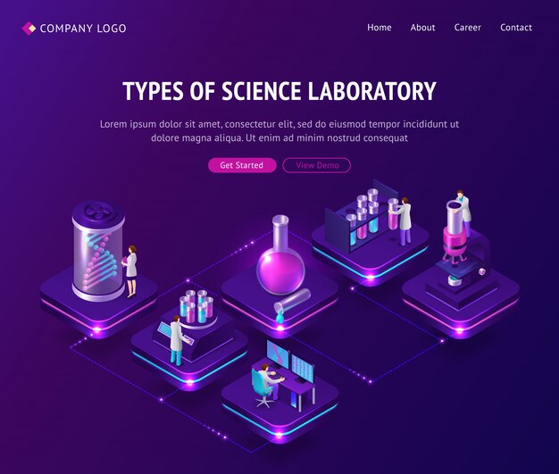 Laboratorio de desarrollo de vacunas aterrizaje isométrico