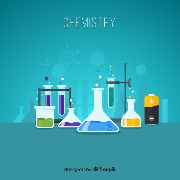 Laboratorio de química con matraces