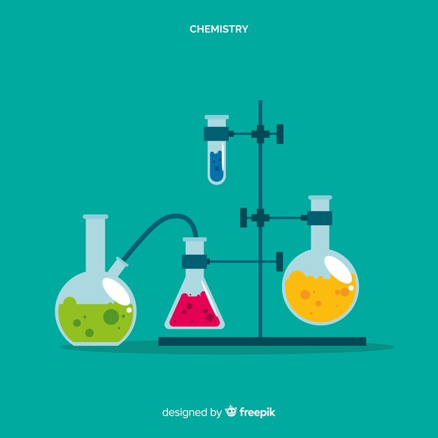 Laboratorio de química con matraces
