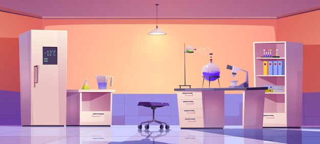 Laboratorio químico para experimentos de investigación científica.