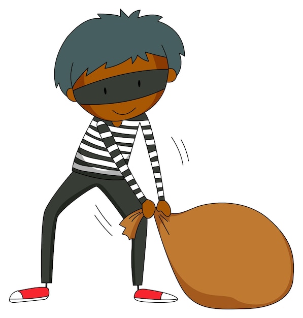 Ladrón arrastrando bolso marrón