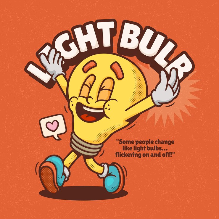 Vector gratuito lámpara de luz de moda retro dibujos animados vectoriales dibujados a mano