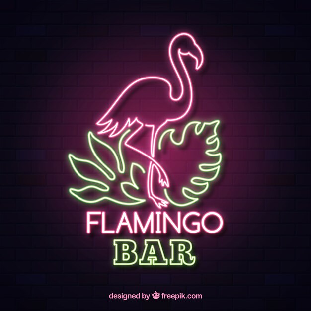 Lámpara de neón con forma de flamenco