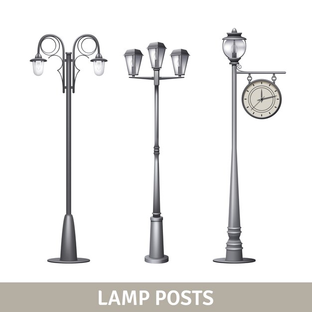 Lámpara de poste de estilo antiguo luces de calle eléctricas conjunto